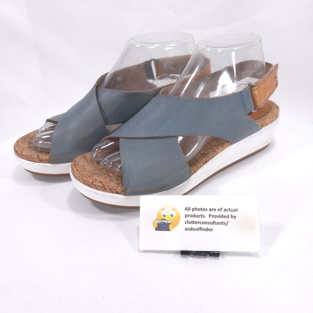 Pikolinos Mahon Leather Open Toe Casual Heel Sandals Womens Size 8 38 Blue